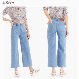 Point Sur Washed Button-Fly Wide-Leg Crop Jean